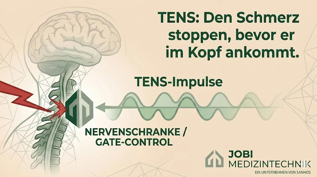 Medizinische Illustration der Gate-Control-Theorie bei der TENS-Therapie