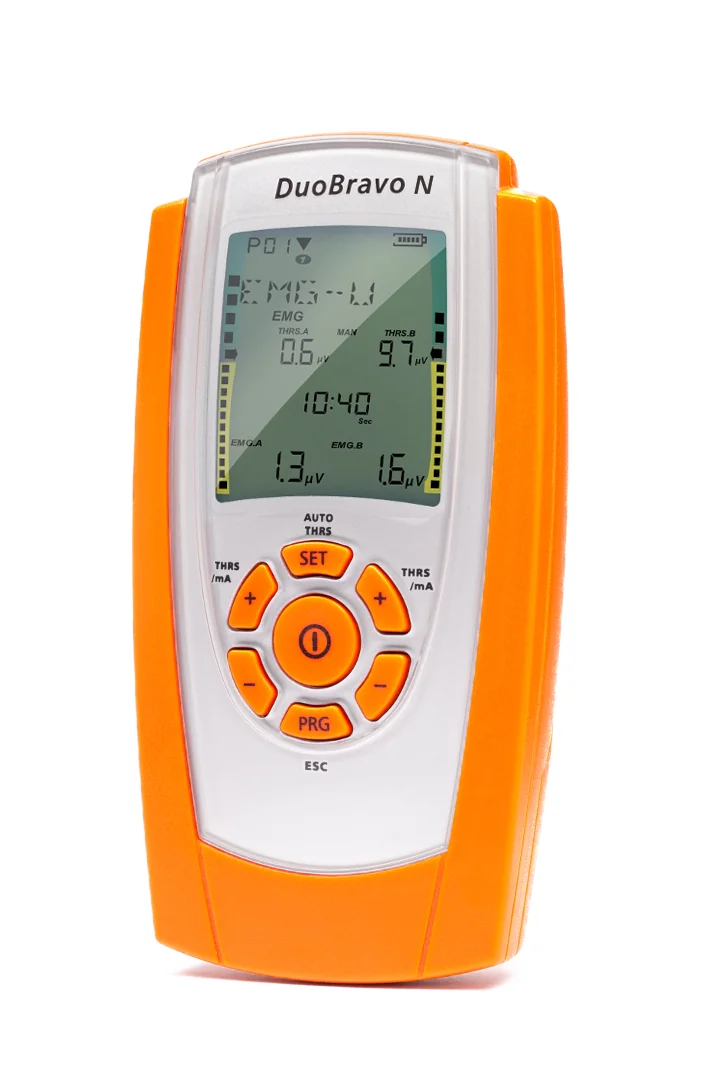 Biofeedback-Gerät DuoBravo N in Orange-Weiß mit großem Display
