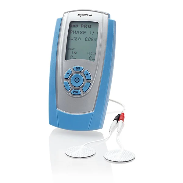 Multifunktionsstimulator MyoBravo in Blau-Weiß mit großem Display