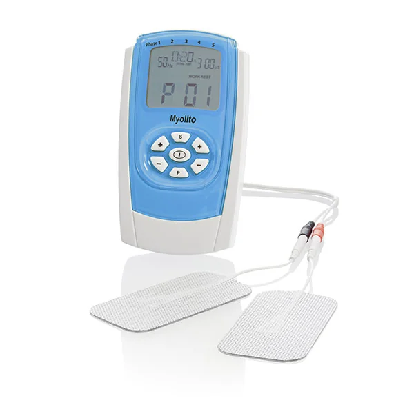 Multifunktionsstimulator Myolito in Blau mit Display und Tastenfeld
