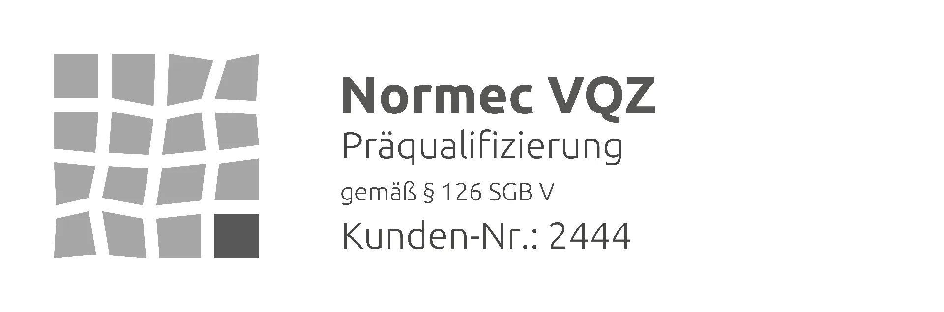 Normec VQZ Präqualifizierungszertifikat gemäß § 126 SGB V – Kunden-Nr. 2444