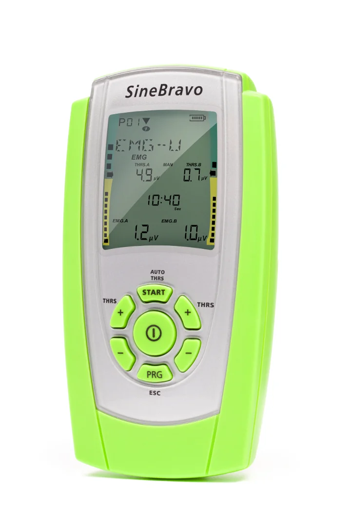 EMG-Biofeedback-Gerät SineBravo in Grün-Weiß mit großem Display